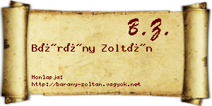 Bárány Zoltán névjegykártya