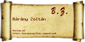 Bárány Zoltán névjegykártya